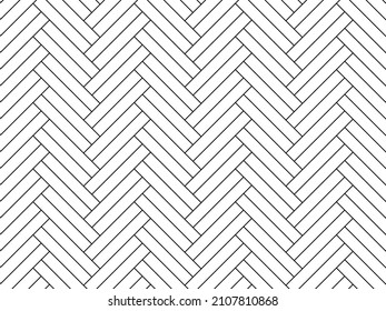 Herringbone floor. Diagonal texture. Black and white pattern. Vector illustration.