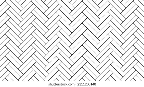 Herringbone floor. Diagonal texture. Black and white pattern. Vector illustration.