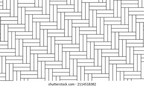 Herringbone floor. Diagonal texture. Black and white pattern. Vector illustration.