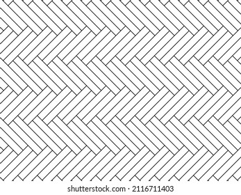 Herringbone floor. Diagonal texture. Black and white pattern. Vector illustration.