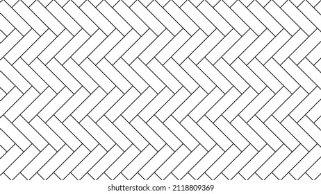 Herringbone floor. Diagonal texture. Black and white pattern. Vector illustration.