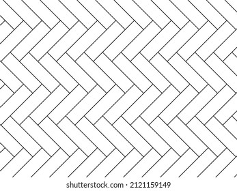 Herringbone floor. Diagonal texture. Black and white pattern. Vector illustration.