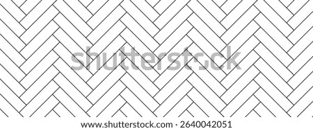 Herringbone floor pattern with sharp tile lines. Repeated texture layout in seamless alignment. Simple design ideal for interior projects. Vector illustration.