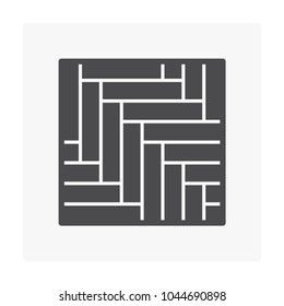 Herringbone floor pattern vector icon. For paving finishing and landscaping decoration material i.e. wood, tile, stone and paver block floor. For home building interior, exterior and outdoor.