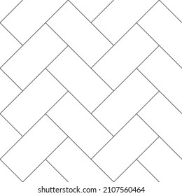 Herringbone floor seamless pattern. Outline editable repeating metro tiles. Vector monochrome background
