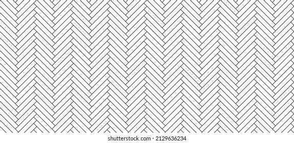 Herringbone floor. Seamless tile pattern. Outline cladding texture. Herring bone surface. Paving subway background. Ceramic print. Tessellation grid. Geometric scandinavian panel. Vector illustration