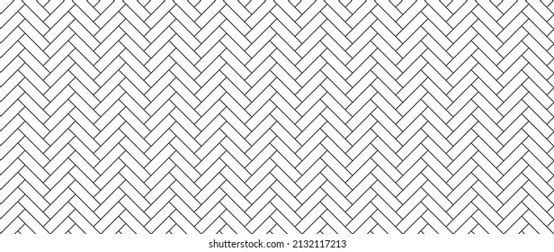 Herringbone floor. Seamless tile pattern. Herring bone texture. Linear cladding surface. Ceramic zigzag print. Paving banner. Scandinavian subway panel. Classic tessellation grid. Vector illustration