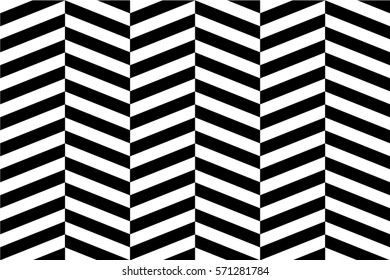 HERRINGBONE illusion seamless pattern background vector, Black and white line texture backdrop.