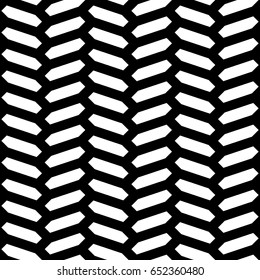 Herringbone motif. Seamless surface pattern design with white hexagons tessellation ornament. Mosaic parquet wallpaper. Black zigzag weaving lines. Jagged strokes. Digital paper, page fills. Vector.