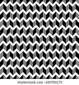 Herringbone motif. Zigzag weaving lines. Jagged stripes. Seamless surface pattern design with rhombuses blocks tessellation ornament. Mosaic parquet wallpaper. Digital paper, page fills, print. Vector