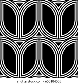 Herringbone motif. Zigzag weaving lines. Knotting stripes. Seamless surface pattern design with rounded blocks tessellation ornament. Mosaic flooring wallpaper. Digital paper with stylized tulips.