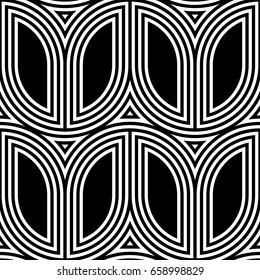 Herringbone motif. Zigzag weaving lines. Knotting stripes. Seamless surface pattern design with rounded blocks tessellation ornament. Mosaic flooring wallpaper. Digital paper with stylized tulips.