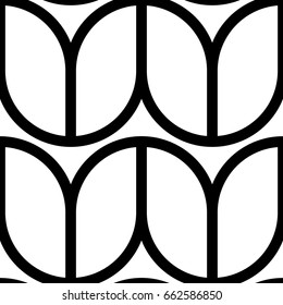 Motivo de espiga. Tejiendo líneas en zigzag. Anudando rayas. Diseño de patrón de superficie sin fisuras con adorno de teselación de bloques redondeados. Fondo de pantalla de suelo de mosaico. Papel digital con tulipanes estilizados.