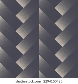 Herringbone Parquet Geometric Seamless Pattern Vector Dotted Abstract Background. Chevron Structure Fashionable Textile Design Repetitive Abstraction. Halftone Art Grainy Texture Endless Illustration