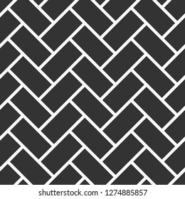 Herringbone parquet seamless pattern. Vintage wooden floor. Repeating geometric tiles. Monochrome vector background.