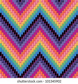 Herringbone Pattern in bright colors repeats seamlessly. Colors are grouped for easy editing.