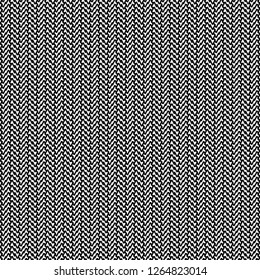 Herringbone pattern with jagged line. Fabric texture. Geometric motif in black and white. Vector illustration.