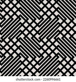 Herringbone pattern. Rectangles slabs tessellation. Seamless surface design with black hollow blocks tiling. Floor cladding bricks. Repeated tiles ornament background. Mosaic motif. Pavement wallpaper