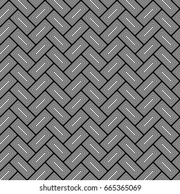 Herringbone pattern. Rectangles slabs tessellation. Seamless surface design with white blocks tiling. Floor cladding bricks. Repeated tiles ornament background. Mosaic motif. Pavement wallpaper.