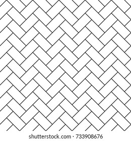 Herringbone pattern. Rectangles slabs tessellation. Seamless surface design with white slant blocks tiling. Floor cladding bricks. Repeated tiles ornament background. Mosaic motif. Pavement wallpaper