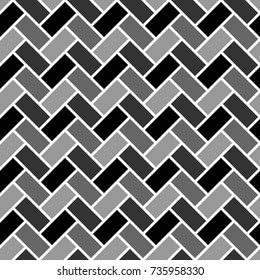 Herringbone Pattern. Rectangles Slabs Tessellation. Seamless Surface Design With Slanted Blocks Tiling. Floor Cladding Bricks. Repeated Tiles Ornament Background. Mosaic Motif. Pavement Wallpaper.