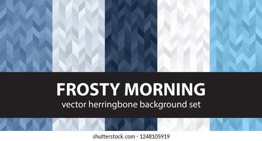 Herringbone Pattern Set Frosty Morning. Vector Seamless Parquet Backgrounds