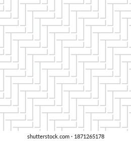 Herringbone pavement tiles pattern. White parquet diagonal vector texture. Abstract geometric background.