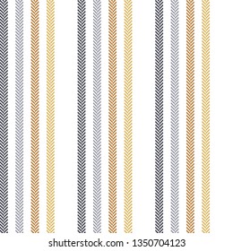 Herringbone pixel stripes pattern vector in grey, yellow, and white for scarf, home textile, or other fabrics designs. Seamless tile.
