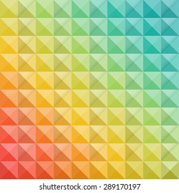 Herring-bone print. Abstract background of colorful volume triangles. 3d volume brick structure. Brickwork, diagonal orientation. Creative origami print. Brochure cover template. Vector illustration