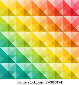 Herring-bone print. Abstract background of colorful volume triangles. 3d volume brick structure. Brickwork with a  flow of color. Brochure cover template. Vector illustration