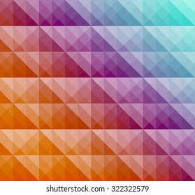 Herring-bone print. Abstract background of colorful triangles. Triangular brick structure. Brickwork with a flow of color. Chevron pattern. Brochure cover backdrop template. Vector illustration