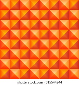 Herring-bone print. Abstract monochrome background of orange triangles. Triangular brick structure. Volume brickwork. Chevron pattern. Brochure cover backdrop template. Vector illustration, eps10