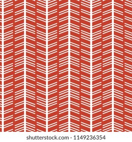 Herringbone scandinavian pattern with red and white colors background. Ready for print.