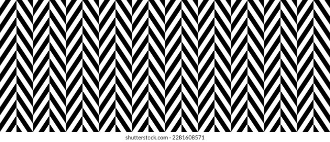 Herringbone seamless pattern. Black and white chevron background. Repeating zigzag texture with diagonal lines. Textile and fabric print design. Vector illustration and wallpaper