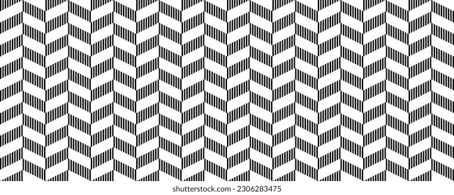 Herringbone seamless pattern. Black white chevron background. Repeating zigzag texture with diagonal lines. Textile fabric print design swatch. Vector illustration and wallpaper template