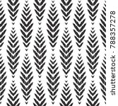 Herringbone seamless pattern for home decor ideas. Fashion ikat chevron wallpaper. Pillow textile decoration. Tribal vector background. Black and white graphic design.