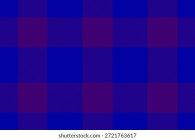 Patrón de espiga sin fisuras a cuadros, fondo de textura de Vector de pliegue. Tejido de cuadros de tartán de filigrana en paleta de colores azul y violeta.