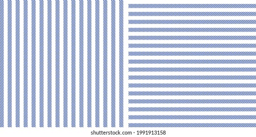 Vector de patrón de rayas de herringbone en azul y blanco. Revestimientos de rayas sin textura para camisa de algodón, vestido, falda, pantalones, otros modernos estampados textiles de moda de invierno de primavera.