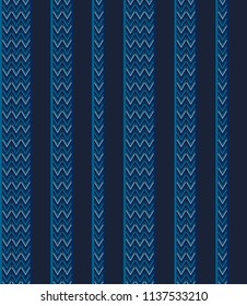 Herringbone stripe seamless pattern with blue tone colors vertical parallel stripes.Vector abstract background.