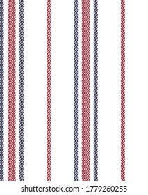 Herringbone stripes seamless pattern with Navy blue, Red and white colors vector vertical textured for textile, print, fashion design, shirt, wrapping paper and other products.