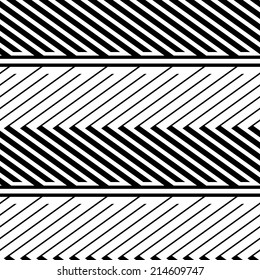 Herringbone Style Geometric Optical Black and White Vector Seamless Pattern