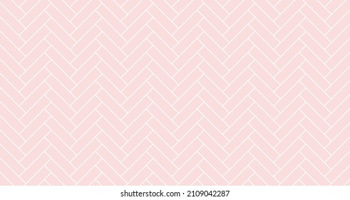 Herringbone tile pattern. Diagonal pink ceramic bricks background. Vector seamless illustration