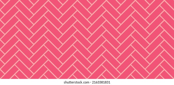Herringbone tile pattern. Diagonal pink ceramic bricks background. Vector seamless illustration