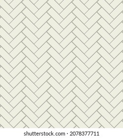 Herringbone tile pattern. Diagonal white ceramic bricks background. Vector seamless illustration