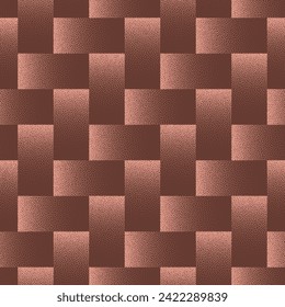 Herringbone Tiles Geometric Seamless Pattern Trend Vector Brown Abstract Background. Halftone Art Illustration for Textile Print. Endless Graphic Repetitive Abstraction Wallpaper Dot Work Texture