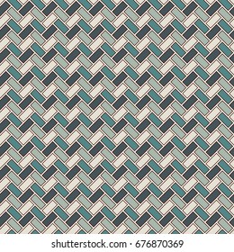 Herringbone wallpaper. Abstract parquet background. Seamless surface pattern with repeated rectangular tiles. Classic geometric ornament. Digital paper, textile print, page fill. Vector art