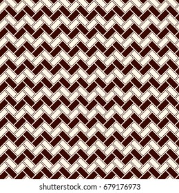 Herringbone wallpaper. Abstract zig zag parquet background. Seamless surface pattern with repeated rectangular tiles. Classic geometric ornament. Digital paper, textile print, page fill. Vector art