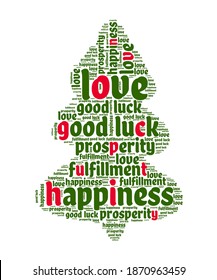 Herringbone from the words of wishes. Words good luck, prosperity, happiness, love filled with luck