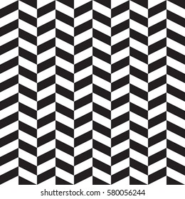 Herringbone, zigzag, chevron. Black and white seamless vector pattern