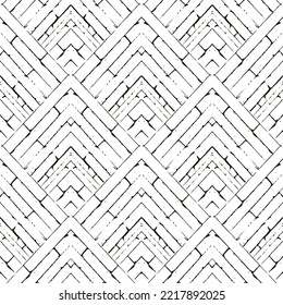 Herringbone. Zigzag seamless pattern. Chevron black and white background. Zig zag herringbone ornaments. Doodle zig zag lines. Grunge dirty endless texture. For fabric patterns, prints. Vector design.